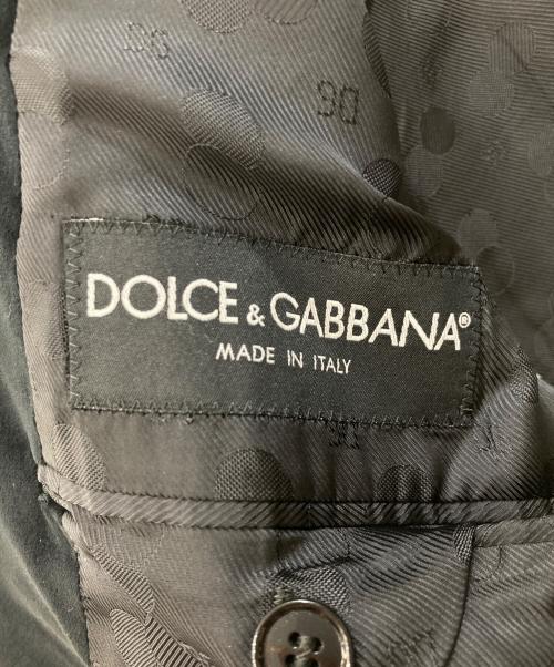 DOLCE & GABBANA（ドルチェ＆ガッバーナ）DOLCE & GABBANA (ドルチェ＆ガッバーナ) ベロアピークドラペルジャケット ブラック サイズ:50の古着・服飾アイテム
