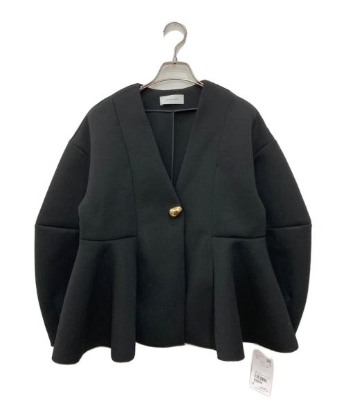 Adam et Rope（アダム エ ロペ）Adam et Rope (アダム エ ロペ) エッグブローチ付きペプラムカーディガン ブラック サイズ:FREE 未使用品の古着・服飾アイテム