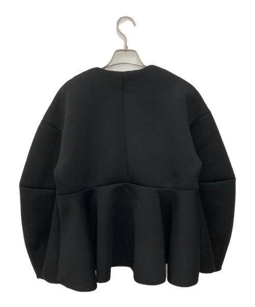 Adam et Rope（アダム エ ロペ）Adam et Rope (アダム エ ロペ) エッグブローチ付きペプラムカーディガン ブラック サイズ:FREE 未使用品の古着・服飾アイテム