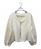 CAPRICIEUX LE'MAGEカプリシューレマージュ）の古着「ペプラムジップカーディガン」｜アイボリー