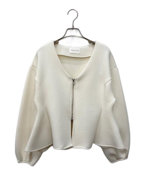 CAPRICIEUX LE'MAGE（カプリシューレマージュ）CAPRICIEUX LE'MAGE (カプリシューレマージュ) ペプラムジップカーディガン アイボリー サイズ:Freeの古着・服飾アイテム