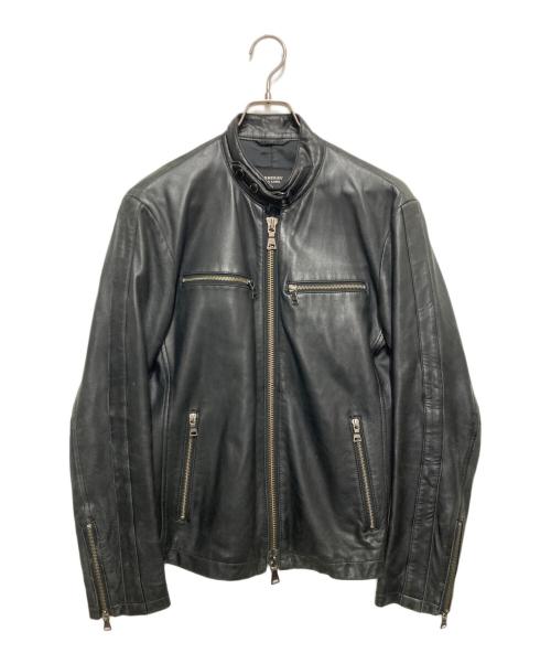 BURBERRY BLACK LABEL（バーバリーブラックレーベル）BURBERRY BLACK LABEL (バーバリーブラックレーベル) シープレザーシングルレザージャケット ブラック サイズ:Mの古着・服飾アイテム