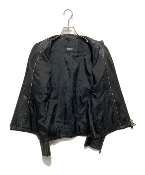 BURBERRY BLACK LABEL（バーバリーブラックレーベル）BURBERRY BLACK LABEL (バーバリーブラックレーベル) シープレザーシングルレザージャケット ブラック サイズ:Mの古着・服飾アイテム