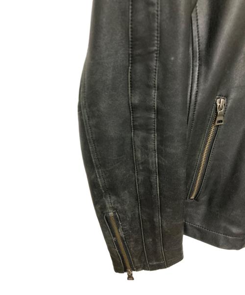 BURBERRY BLACK LABEL（バーバリーブラックレーベル）BURBERRY BLACK LABEL (バーバリーブラックレーベル) シープレザーシングルレザージャケット ブラック サイズ:Mの古着・服飾アイテム