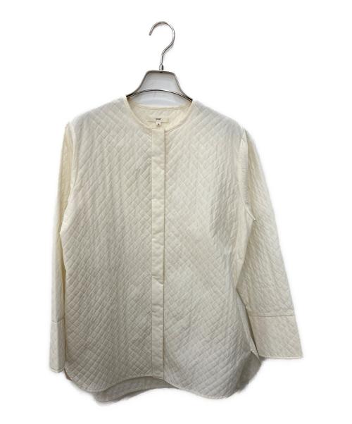 YORI（ヨリ）YORI (ヨリ) 襟付きキルト柄ジャガードブラウス アイボリー サイズ:Sの古着・服飾アイテム