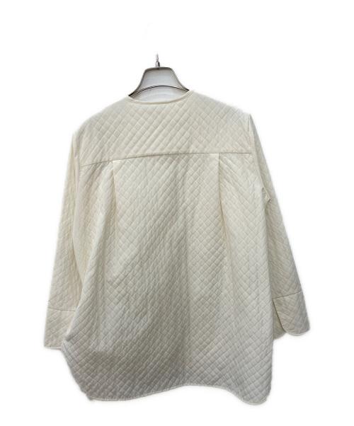 YORI（ヨリ）YORI (ヨリ) 襟付きキルト柄ジャガードブラウス アイボリー サイズ:Sの古着・服飾アイテム