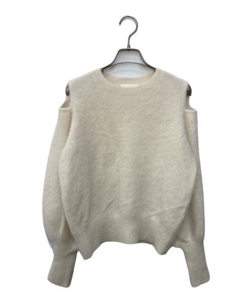 La boutique BonBon（ラブティックボンボン）La boutique BonBon (ラブティックボンボン) 【最強モテ】ヘアリーウールカシミヤ混スリットショルダーニット ホワイト サイズ:Fの古着・服飾アイテム