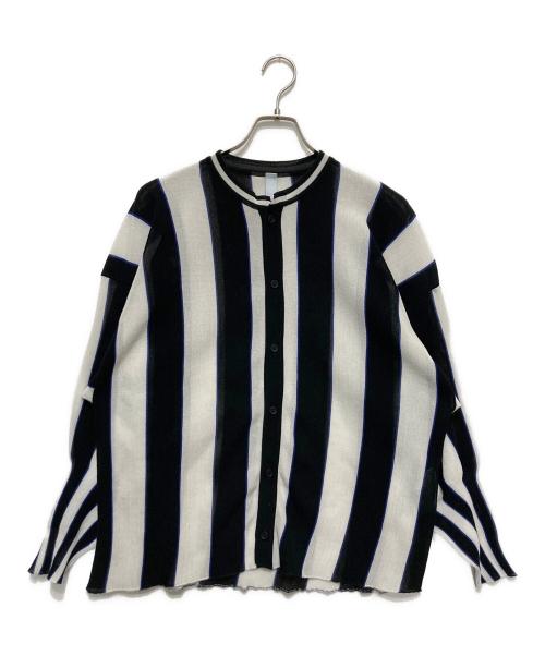 CFCL（シーエフシーエル）CFCL (シーエフシーエル) CASCADES STAND COLLAR LONG SLEEVE SHIRT ブラック×ホワイト サイズ:3の古着・服飾アイテム