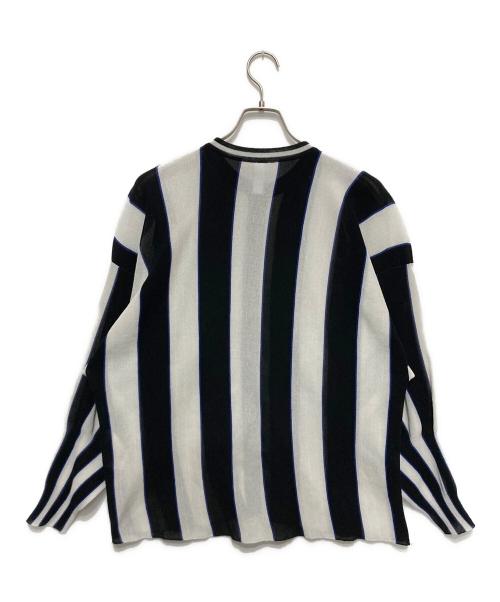 CFCL（シーエフシーエル）CFCL (シーエフシーエル) CASCADES STAND COLLAR LONG SLEEVE SHIRT ブラック×ホワイト サイズ:3の古着・服飾アイテム