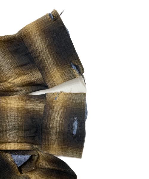 MIHARA YASUHIRO（ミハラヤスヒロ）MIHARA YASUHIRO (ミハラヤスヒロ) ダメージ加工チェックシャツ ブラック×ベージュ サイズ:44の古着・服飾アイテム