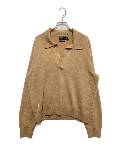 POLO RALPH LAUREN（ポロ・ラルフローレン）POLO RALPH LAUREN (ポロ・ラルフローレン) ポニー刺繍ニットポロシャツ ベージュ サイズ:XLTGの古着・服飾アイテム