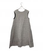 TOMORROW LAND collectionトゥモローランドコレクション）の古着「タッターグレンチェック Aラインワンピース」｜グレー