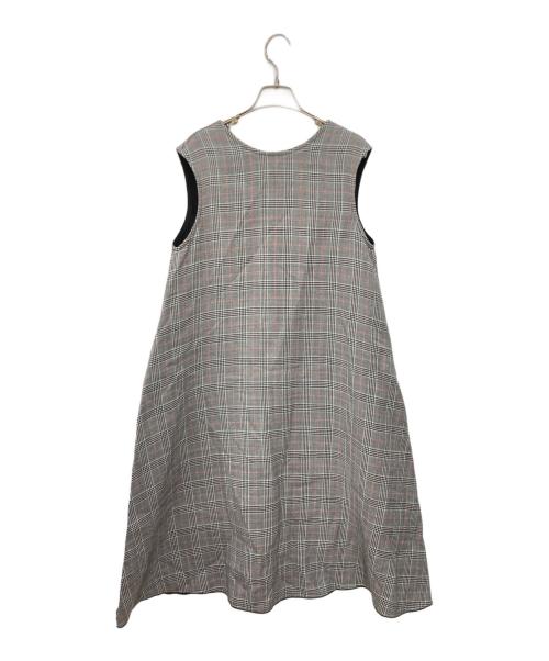 TOMORROW LAND collection（トゥモローランドコレクション）TOMORROW LAND collection (トゥモローランドコレクション) タッターグレンチェック Aラインワンピース グレー サイズ:34の古着・服飾アイテム