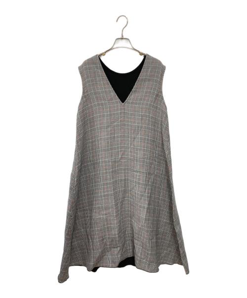 TOMORROW LAND collection（トゥモローランドコレクション）TOMORROW LAND collection (トゥモローランドコレクション) タッターグレンチェック Aラインワンピース グレー サイズ:34の古着・服飾アイテム