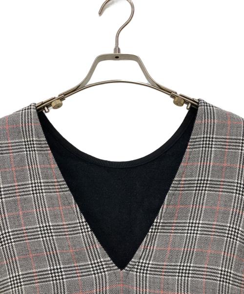 TOMORROW LAND collection（トゥモローランドコレクション）TOMORROW LAND collection (トゥモローランドコレクション) タッターグレンチェック Aラインワンピース グレー サイズ:34の古着・服飾アイテム