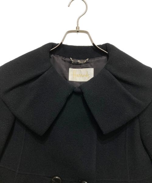 Harrods（ハロッズ）Harrods (ハロッズ) カシミヤ混ビッグカラーショートコート ブラック サイズ:Mの古着・服飾アイテム