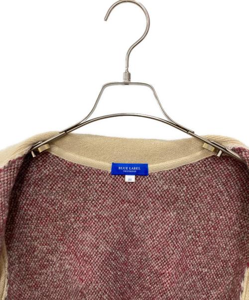 BLUE LABEL CRESTBRIDGE（ブルーレーベルクレストブリッジ）BLUE LABEL CRESTBRIDGE (ブルーレーベルクレストブリッジ) ヘアリークレストブリッジチェックジャカードカーディガン ベージュ サイズ:Mの古着・服飾アイテム
