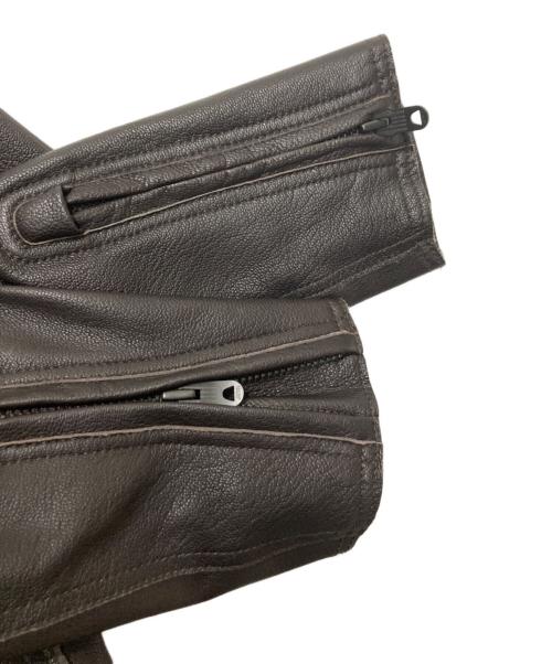 TOMORROW LAND PILGRIM（トゥモローランド ピルグリム）TOMORROW LAND PILGRIM (トゥモローランド ピルグリム) ゴートレザー ライダースジャケット ブラウン サイズ:Sの古着・服飾アイテム