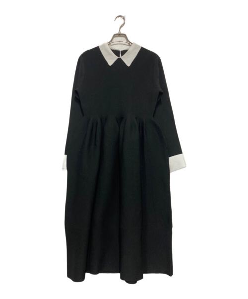 trefle+1（トレフルプラスワン）TREFLE+1 (トレフルプラスワン) 襟付ニットワンピース ブラック サイズ:FREEの古着・服飾アイテム