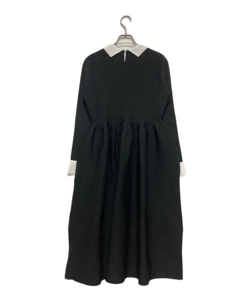 trefle+1（トレフルプラスワン）TREFLE+1 (トレフルプラスワン) 襟付ニットワンピース ブラック サイズ:FREEの古着・服飾アイテム