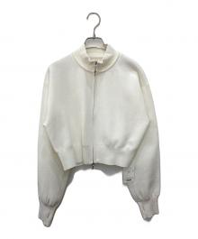 ETRE（エトレ）の古着「フロントファスナーショートニットプルオーバー」｜ホワイト