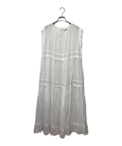 UNITED ARROWS（ユナイテッドアローズ）UNITED ARROWS (ユナイテッドアローズ) タック ティアード マキシワンピース ホワイト サイズ:36 未使用品の古着・服飾アイテム