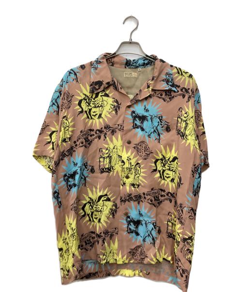 Sun Surf（サンサーフ）Sun Surf (サンサーフ) KEONI OF HAWAII “GAUGUIN WOODCUT III(3)” by JOHN MEIGS ベージュ サイズ:XLの古着・服飾アイテム