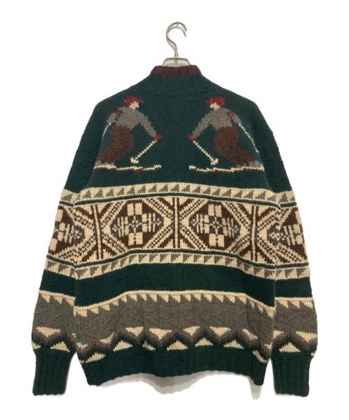POLO RALPH LAUREN（ポロ・ラルフローレン）POLO RALPH LAUREN (ポロ・ラルフローレン) スキーモチーフカウチンニットカーディガン グリーン サイズ:Ⅿの古着・服飾アイテム