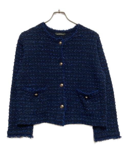 green label relaxing（グリーンレーベルリラクシング）green label relaxing (グリーンレーベルリラクシング) ミックス ツイード ノーカラー ニット ジャケット ―ウォッシャブル― ネイビー サイズ:不明の古着・服飾アイテム