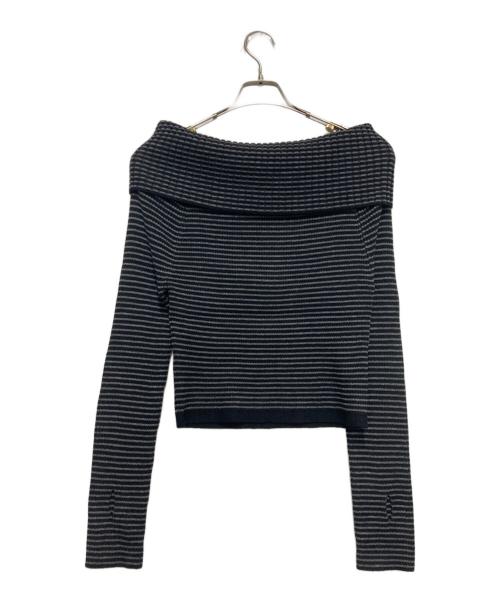 willfully（ウィルフリー）willfully (ウィルフリー) off shoulder color schem knit ブラック×グレー サイズ:FREE 未使用品の古着・服飾アイテム