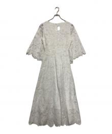 JENNE（ジェンヌ）の古着「総レース8分フレア袖ワンピース」｜ホワイト