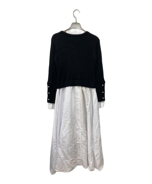 JENNE（ジェンヌ）JENNE (ジェンヌ) バックパール大人フレンチドッキングワンピース ブラック×ホワイト サイズ:S 未使用品の古着・服飾アイテム