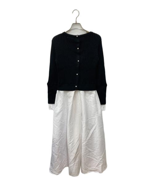 JENNE（ジェンヌ）JENNE (ジェンヌ) バックパール大人フレンチドッキングワンピース ブラック×ホワイト サイズ:S 未使用品の古着・服飾アイテム