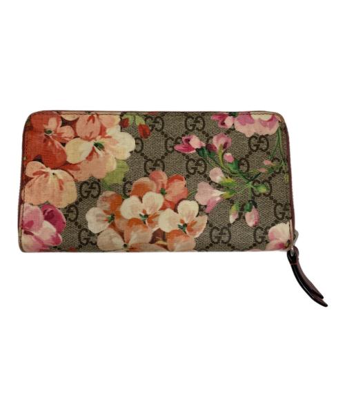 GUCCI（グッチ）GUCCI (グッチ) GGブルームス ラウンドジップウォレット ベージュの古着・服飾アイテム