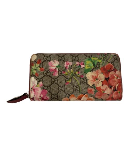 GUCCI（グッチ）GUCCI (グッチ) GGブルームス ラウンドジップウォレット ベージュの古着・服飾アイテム