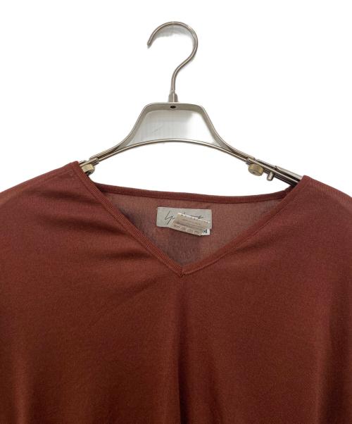 YOHJI YAMAMOTO（ヨウジヤマモト）YOHJI YAMAMOTO (ヨウジヤマモト) Vネックカットソー ブラウン サイズ:Mの古着・服飾アイテム