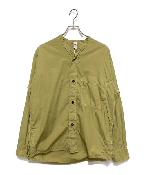 MHL（エムエイチエル）MHL (エムエイチエル) バンドカラーシャツ 黄緑 サイズ:Lの古着・服飾アイテム