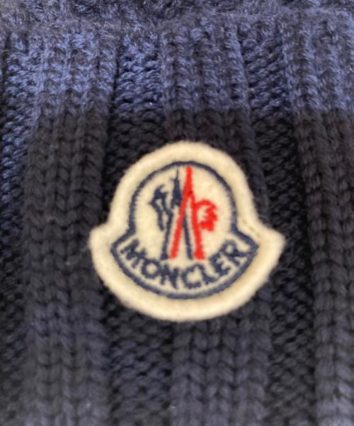 MONCLER（モンクレール）MONCLER (モンクレール) ロゴワッペンニット帽 ネイビーの古着・服飾アイテム
