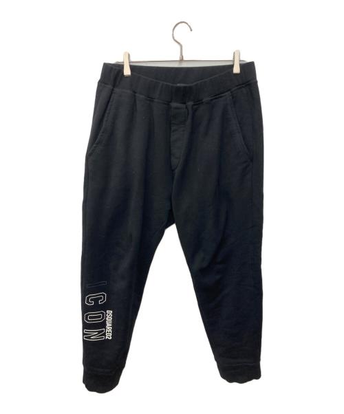 DSQUARED2（ディースクエアード）DSQUARED2 (ディースクエアード) ICON プリントスウェットパンツ ブラック サイズ:Ｌの古着・服飾アイテム