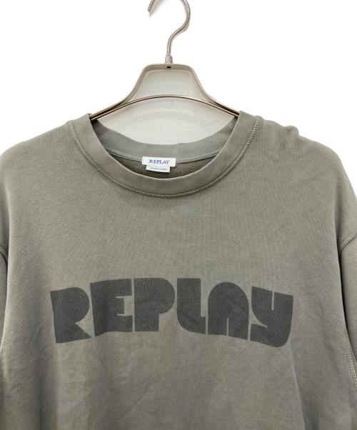 REPLAY（リプレイ）REPLAY (リプレイ) オーガニックコットン クルーネックプリントスウェットシャツ グレー サイズ:Ⅼの古着・服飾アイテム