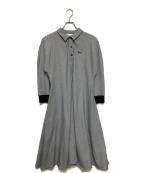 LACOSTEラコステ）の古着「ハウンドトゥース柄プルオーバーシャツドレス」｜ホワイト×ブルー