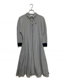 LACOSTE（ラコステ）の古着「ハウンドトゥース柄プルオーバーシャツドレス」｜ホワイト×ブルー