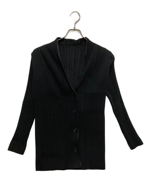 ISSEY MIYAKE（イッセイミヤケ）ISSEY MIYAKE (イッセイミヤケ) プリーツカーディガン ブラック サイズ:3の古着・服飾アイテム