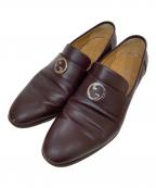 GUCCIグッチ）の古着「インターロッキングG レザー ローファー」｜ブラウン