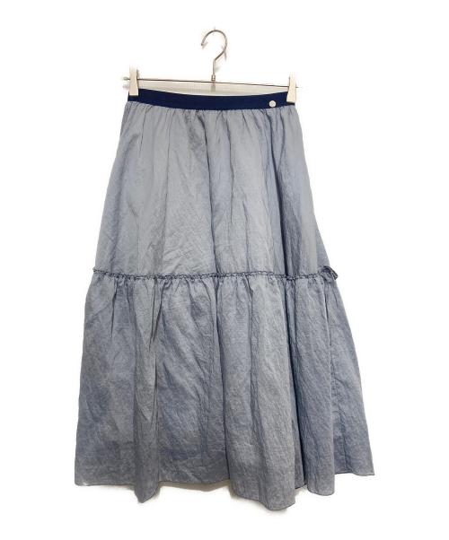 Jolie mignon（ジョリ―ミニョン）jolie mignon (ジョリ―ミニョン) リボン付きシャンブレースカート ブルー サイズ:36～40の古着・服飾アイテム