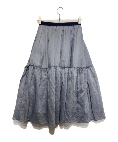 Jolie mignon（ジョリ―ミニョン）jolie mignon (ジョリ―ミニョン) リボン付きシャンブレースカート ブルー サイズ:36～40の古着・服飾アイテム