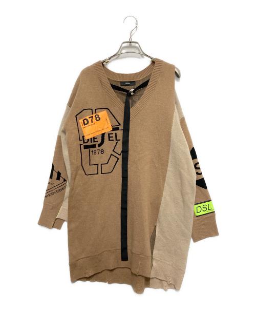 DIESEL（ディーゼル）DIESEL (ディーゼル) ニットワンピース ベージュ サイズ:XXSの古着・服飾アイテム