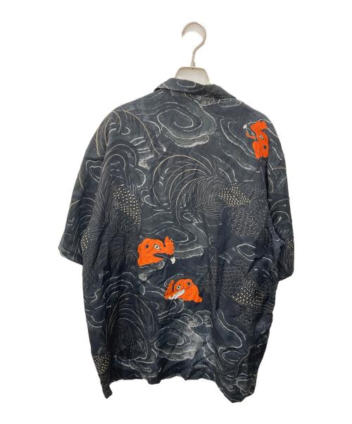 BUDS POOL（バッズプール）BUDS POOL (バッズプール) Gakkin (ガッキン) 渦軍鶏 HAWAIIANSHIRT ブラック サイズ:Ｌの古着・服飾アイテム