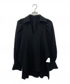 LANVIN en Bleuランバンオンブルー）の古着「ダブルクロススキッパーシャツブラウス」｜ブラック