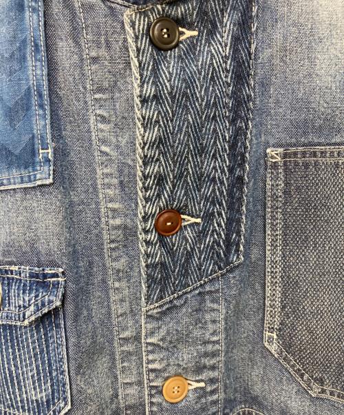 FDMTL（ファンダメンタル）FDMTL (ファンダメンタル) パッチワークカバーオール インディゴ サイズ:5の古着・服飾アイテム